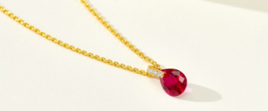 a ruby pear-cut nacklace