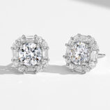 side view close-up of trendy sterling silver Sugar-shape stud earrings