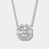 front view close-up of Sterling silver sugar cube zircon necklace