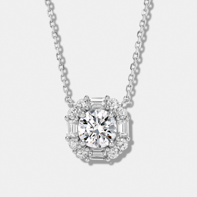 Sugar Cube Diamond Necklace | Silver Necklace