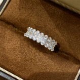 T-Cut half-hoop diamond 925 silver ring in jewelry box