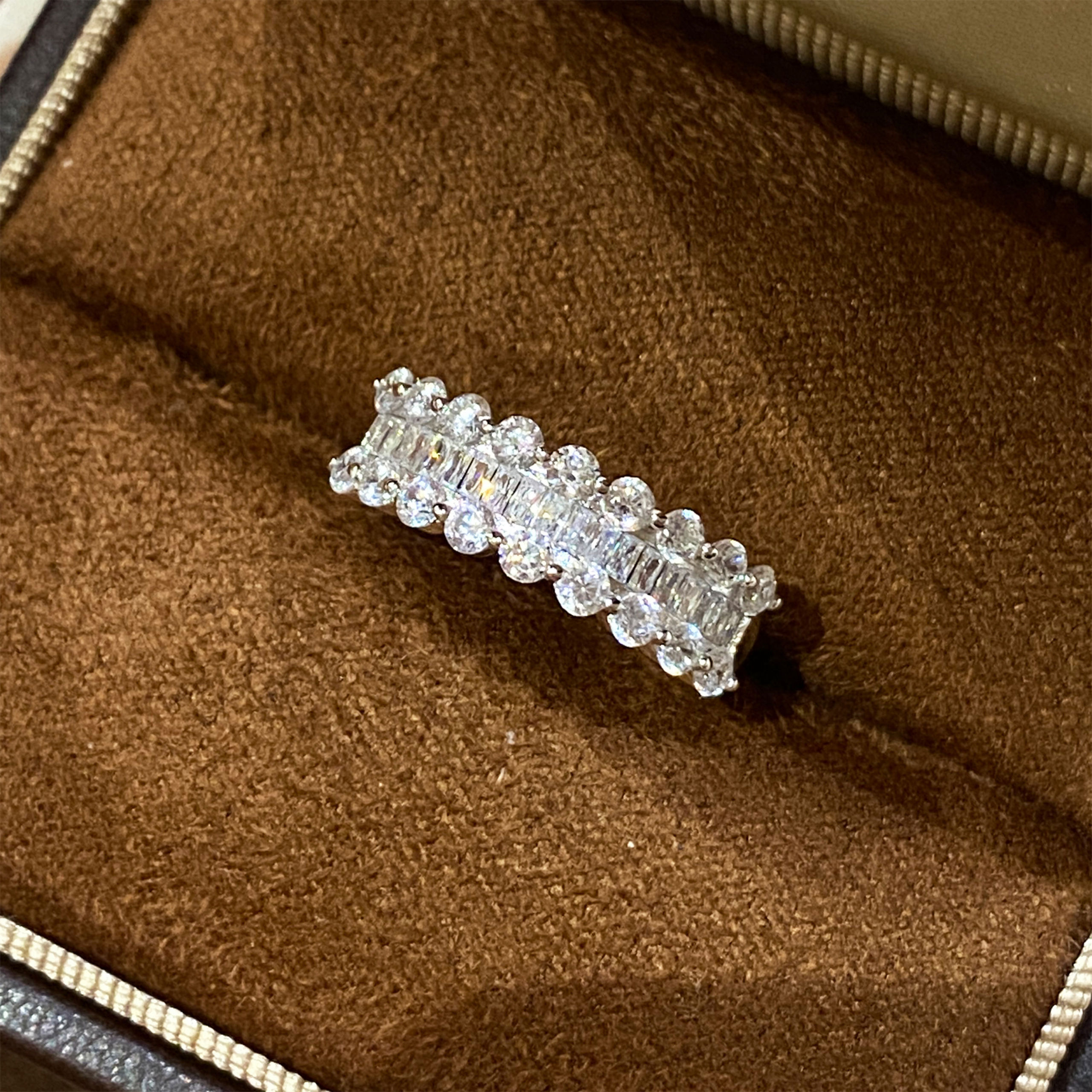 T-shaped Half-circle Diamond Ring | Silver Ring - 图片 5