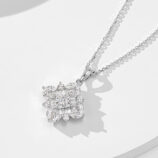 side view close-up of Dazzling Sterling Silver Snowflake Pendant Necklace