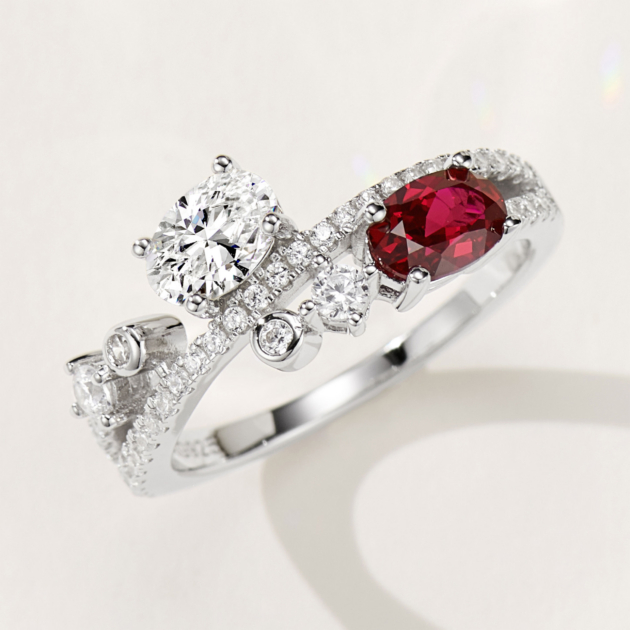 Starry Twin Stone Ring｜Silver Ring