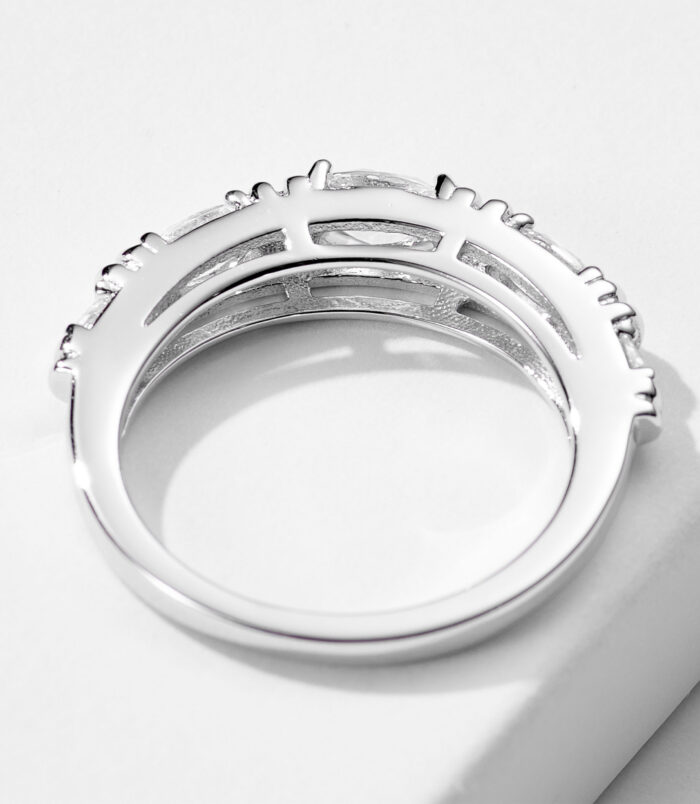 back side close-up of Modern 925 Sterling Silver Cubic Zirconia Stackable Rings