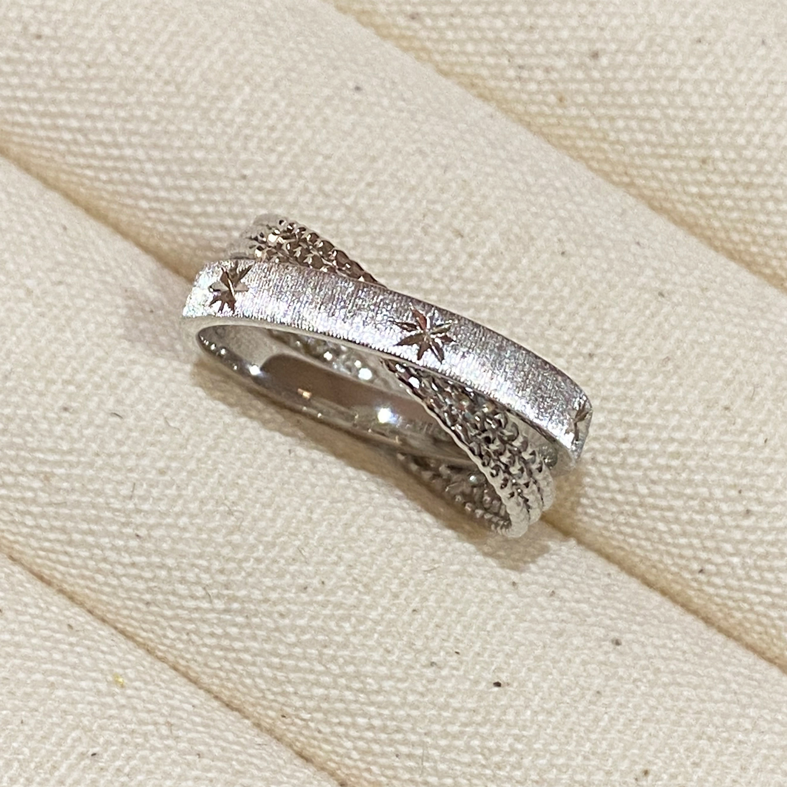 Floating Light Gold Brushed Layered Ring | Silver Ring - 图片 6