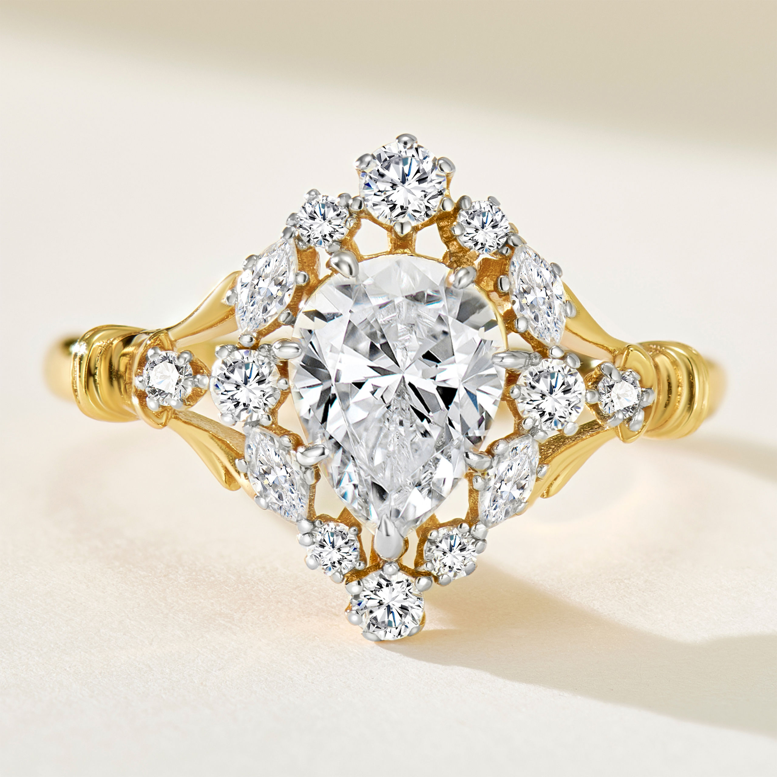 Cluster of Water Drop Diamond Ring | Silver Ring - 图片 2