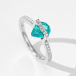 side view close-up details of Pear-Shaped Paraiba Sterling Silver Ring
