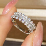 Handheld T-Cut half-hoop diamond 925 silver ring