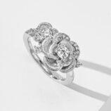 side view close-up of Romantic Rose Design Sterling Silver Ring