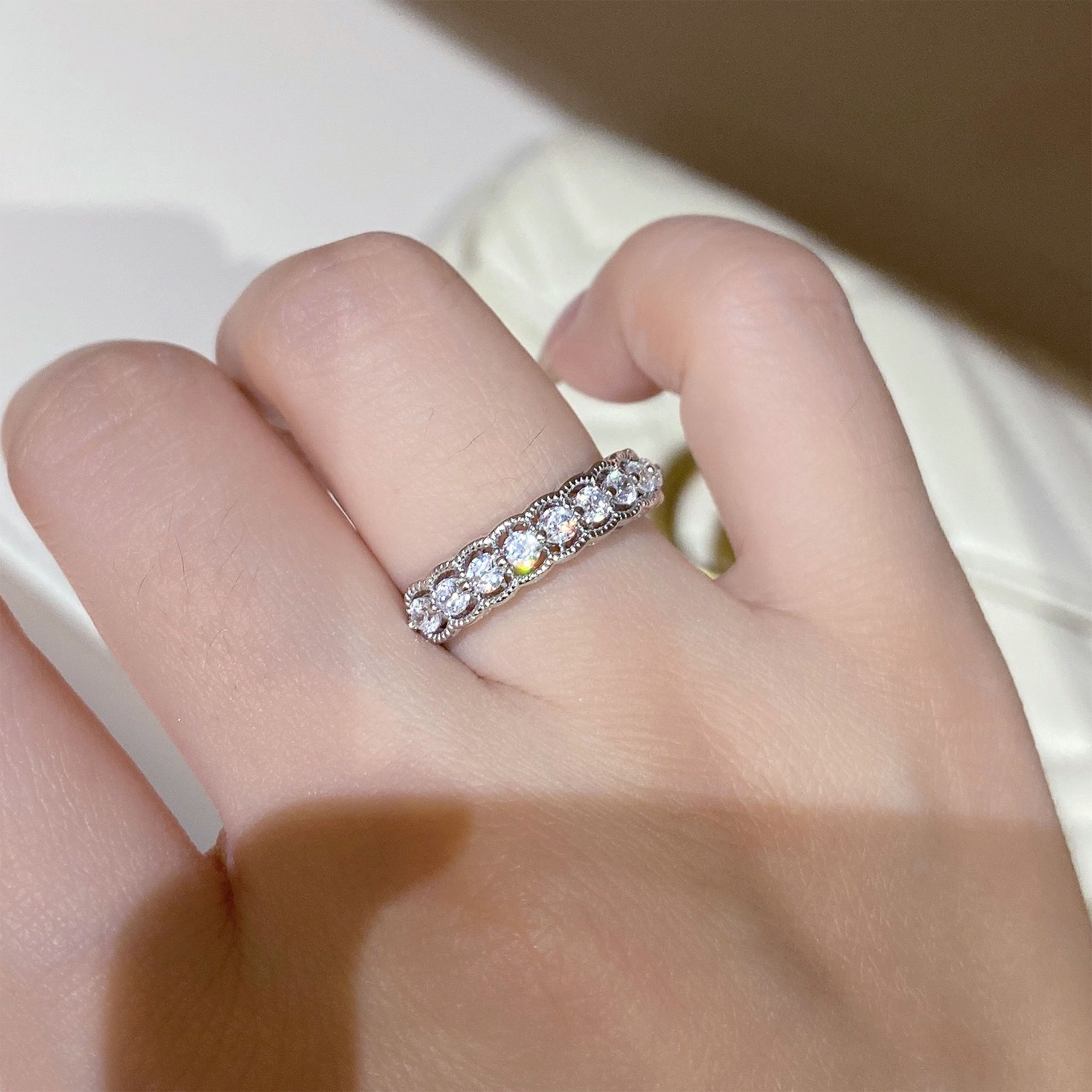 Twisted Pavé Band Ring|Silver Ring - 图片 5