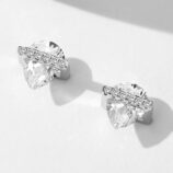 top view close up of Sterling Silver Pear cut Cubic Zirconia Stud Earrings