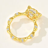 back side details of 18K Gold-Plated Sterling Silver Ring with Round Zircon Stone