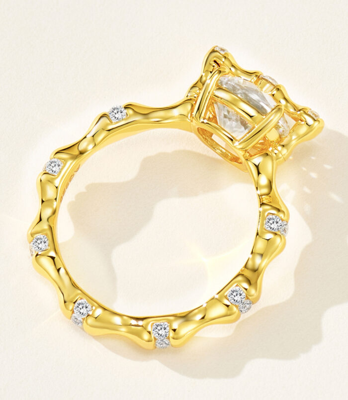 18K Gold-Plated Sterling Silver Ring with Round Zircon Stone back side details back side details of 18K Gold-Plated Sterling Silver Ring with Round Zircon Stone