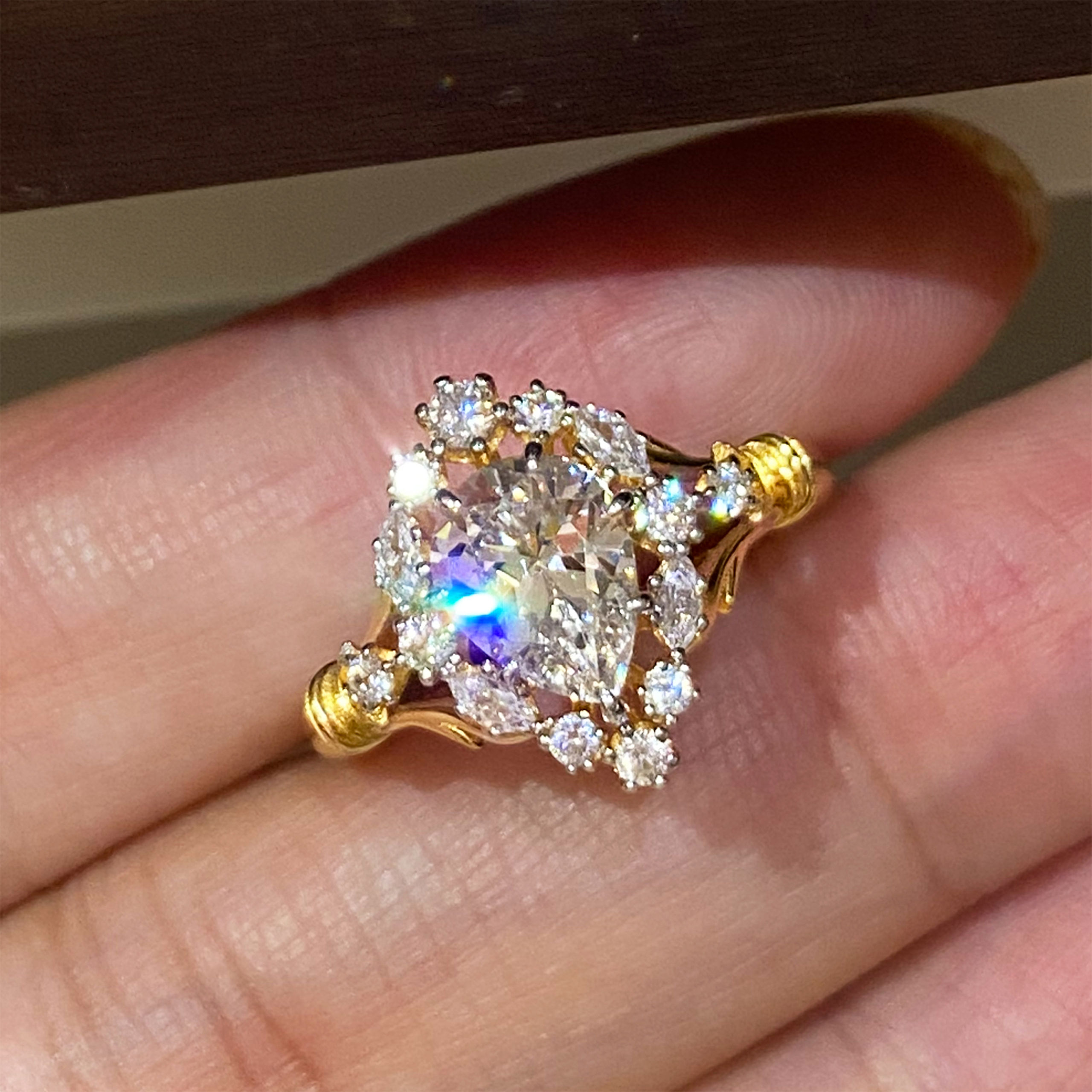 Cluster of Water Drop Diamond Ring | Silver Ring - 图片 5