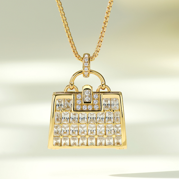 Camellia Bag Pendant | Silver Necklace