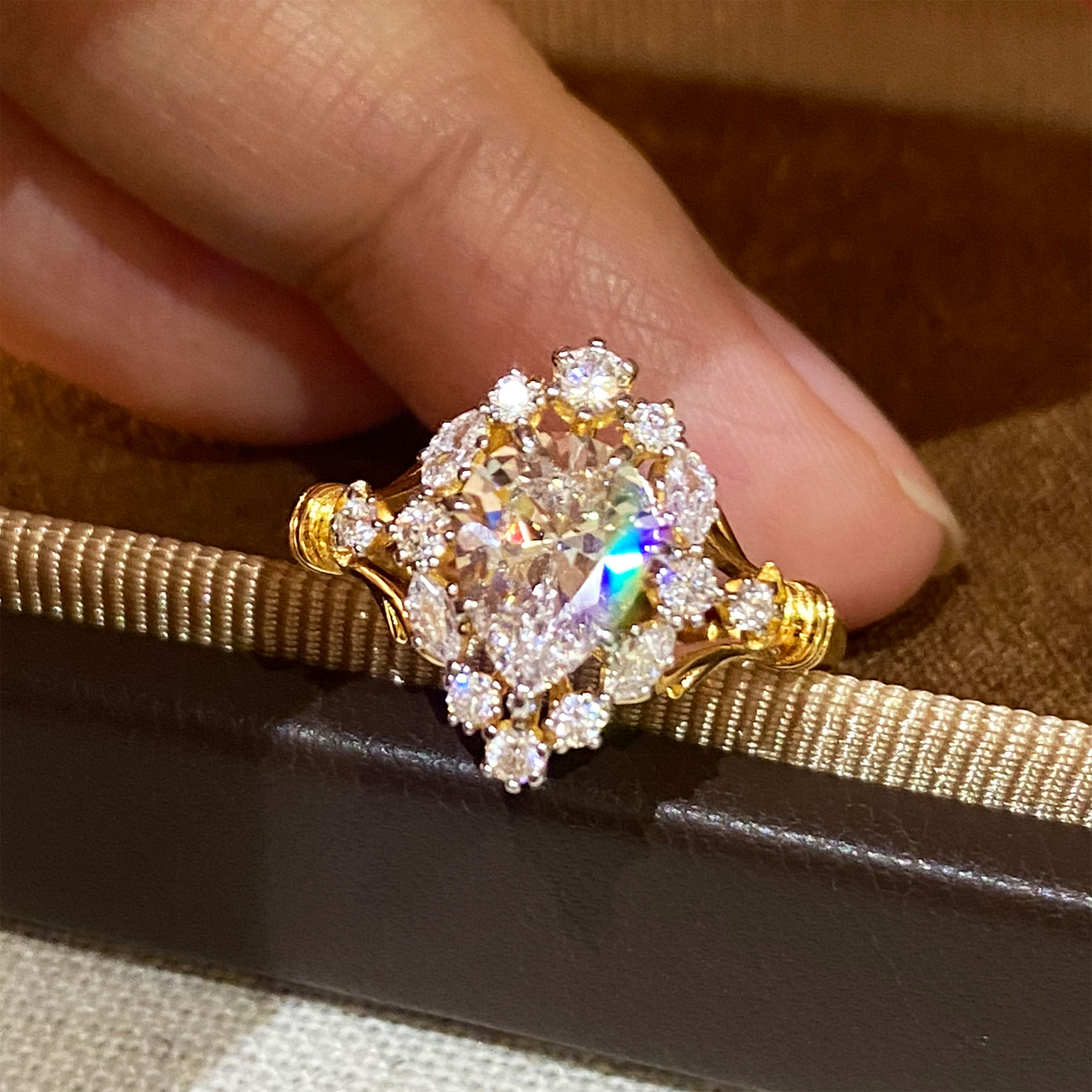 Cluster of Water Drop Diamond Ring | Silver Ring - 图片 7