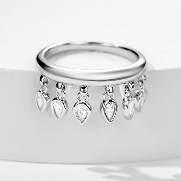 Water Drop Tassel Pinky Ring｜Silver Ring