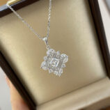 Dazzling Sterling Silver Snowflake Pendant Necklace displayed in jewelry box