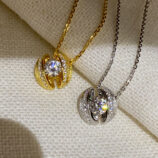 Sterling silver brushed calla lily necklace color comparison: yellow gold color vs. white gold color