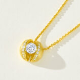 side view close-up of gold plated Sterling silver brushed calla lily necklace