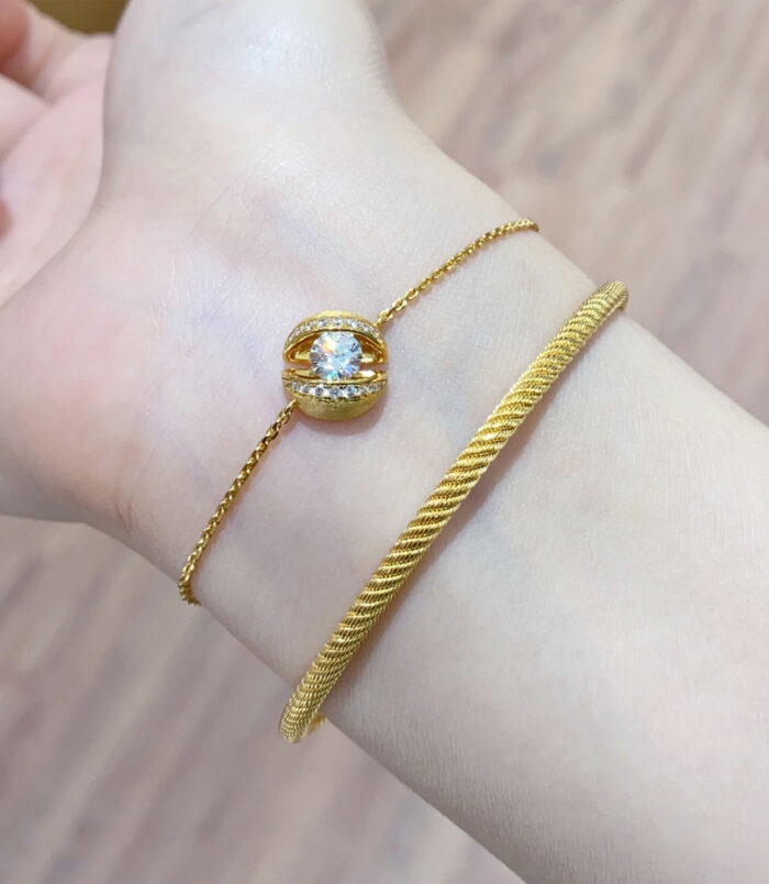 Gold plated calla lily 925 silver bracelet warm gold color calla lily bracelet worn on wrist