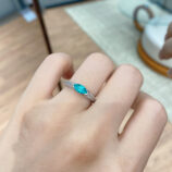Marquise Paraiba zircon 925 silver ring on hand with rhodium plating