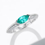 Angled perspective of marquise Paraiba 925 silver ring
