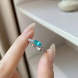 Close-up of marquise Paraiba 925 silver ring with 5A zircon stone