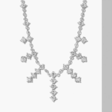 close-up front view of Rhodium plated Sterling silver tassel necklace