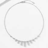 full view of Rhodium plated Sterling silver tassel necklace