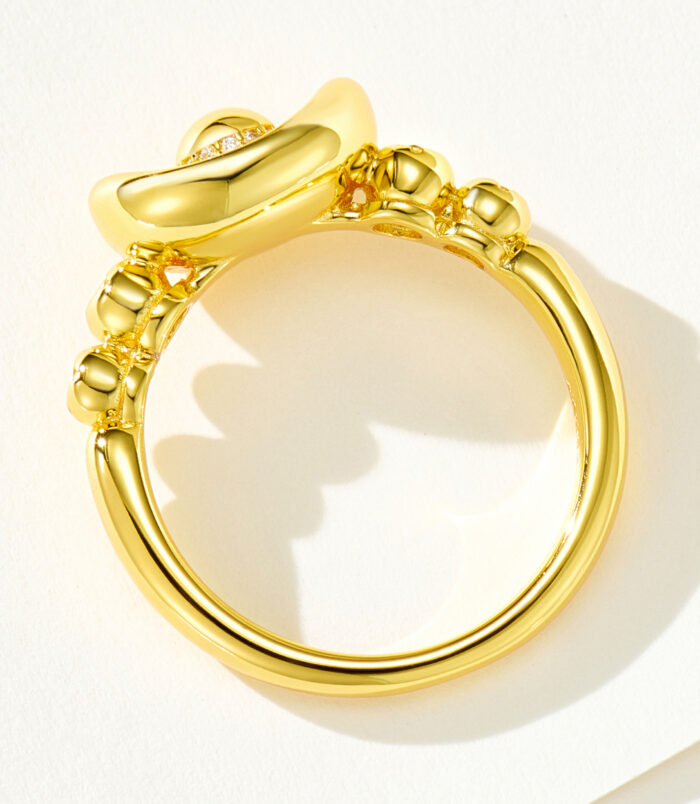 Silver Gold Plated Ingot Ring back view back side details of Silver Gold Plated Ingot Ring