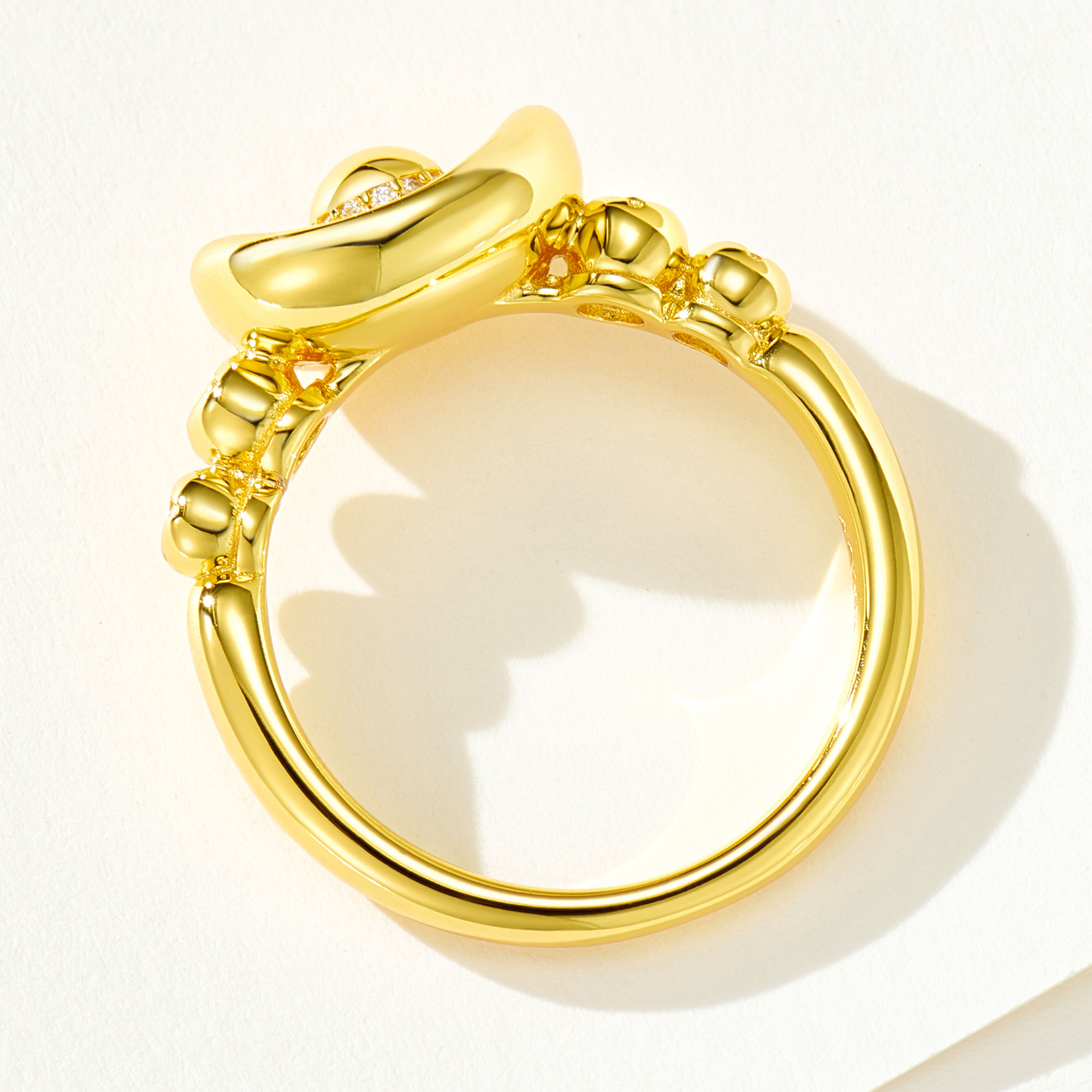 back side details of Silver Gold Plated Ingot Ring