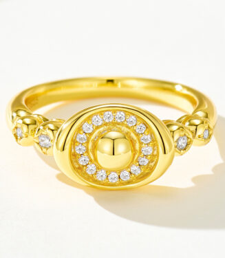 front side details of Silver Gold Plated Ingot Ring