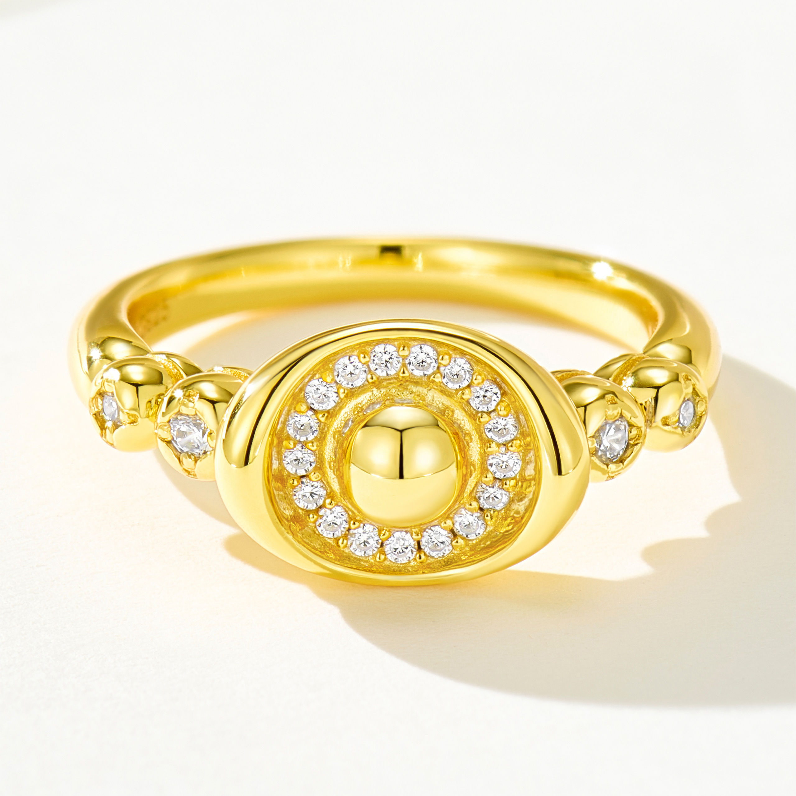 front side details of Silver Gold Plated Ingot Ring