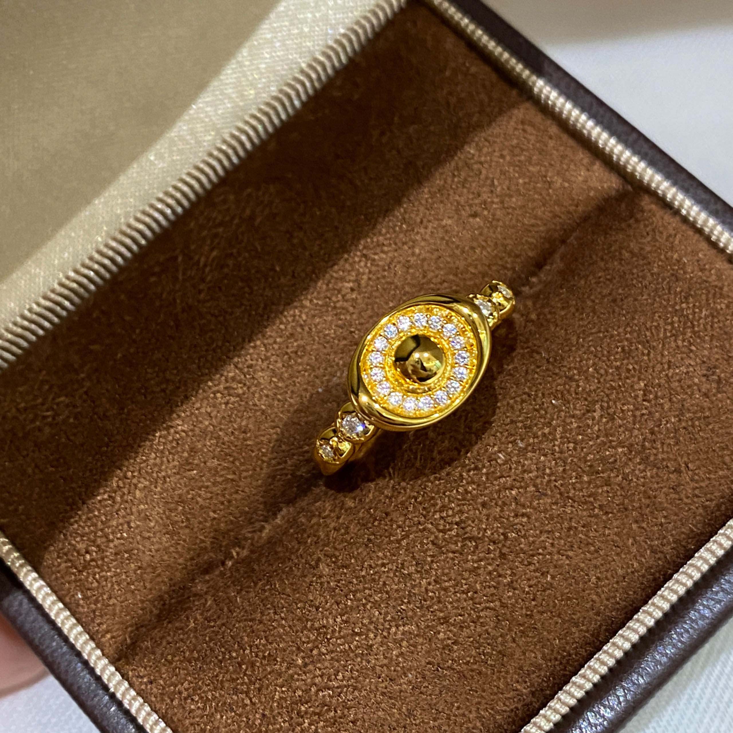 Silver Gold Plated Ingot Ring display on a jewelry box