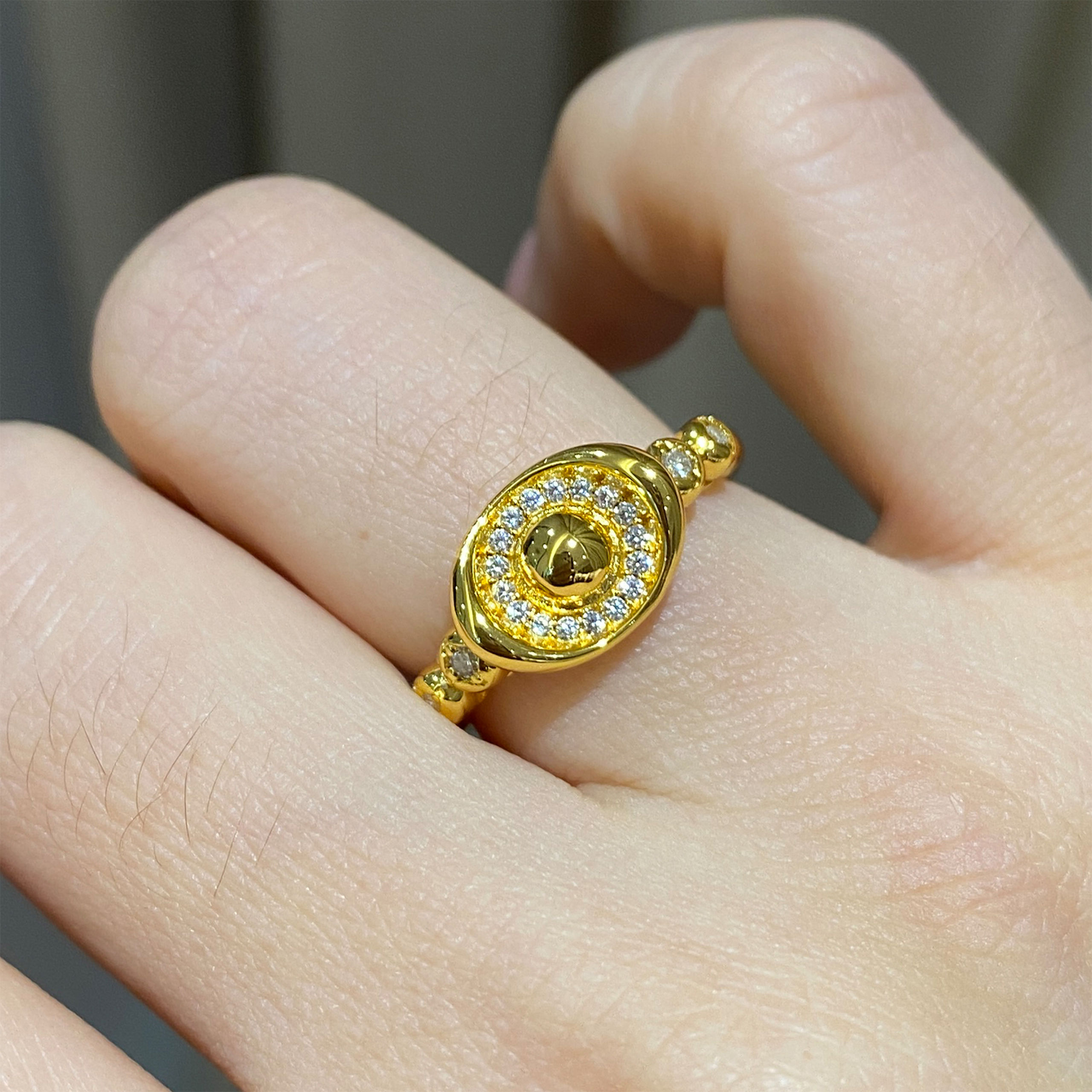 Silver Gold Plated Ingot Ring worn on a finger