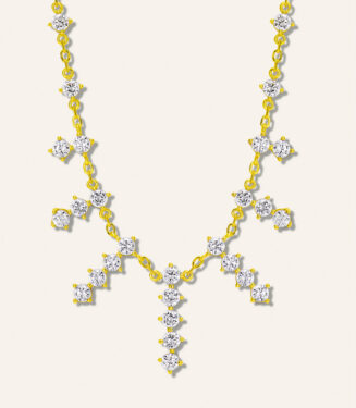 yellow gold plated Sterling silver tassel necklace front side view