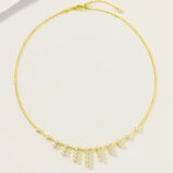 full view of yellow gold plated Sterling silver tassel necklace